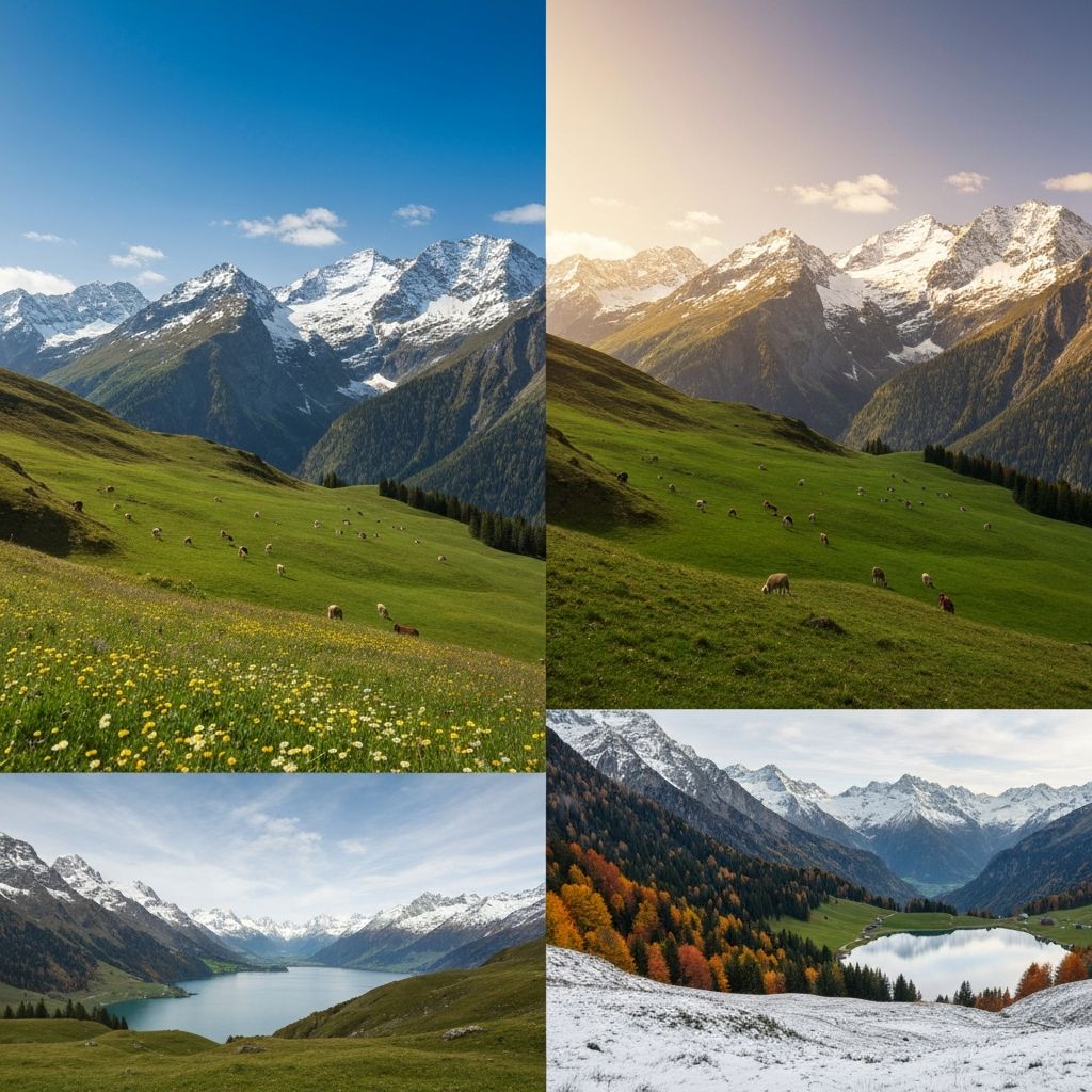 Alpine landscape showing seasonal transitions and natural cycles